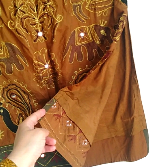 Mexico pencil long Summer skirt with cultural prints made in India size S - Picture 3 of 13